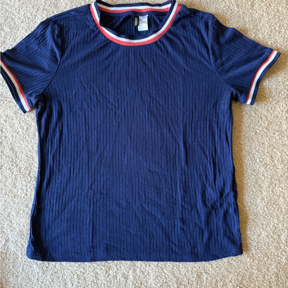 H&M Navy Top with Red and White Accents